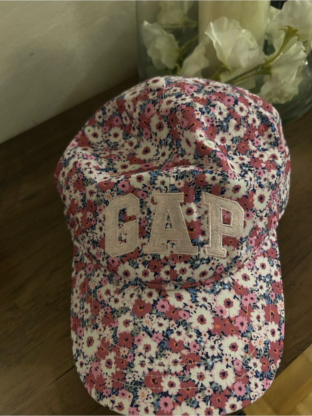 GAP Floral Pink and White Kids Baseball Cap